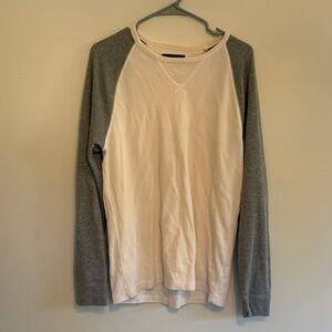 Gray and White Long Sleeve Shirt